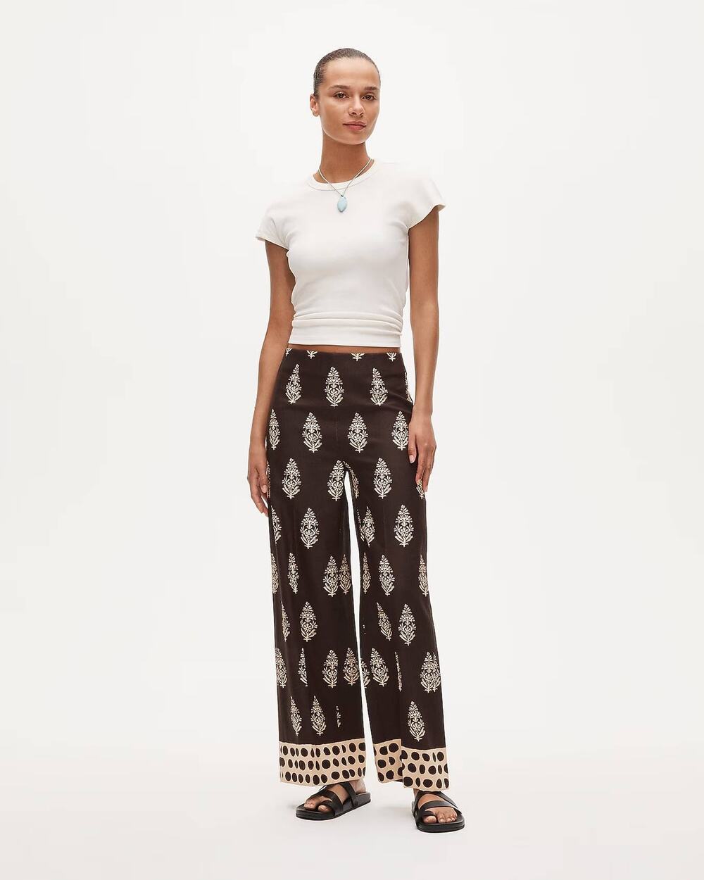 NWT J Crew Rori Pant in Cocoa Block Print Smoked Walnut Size 2